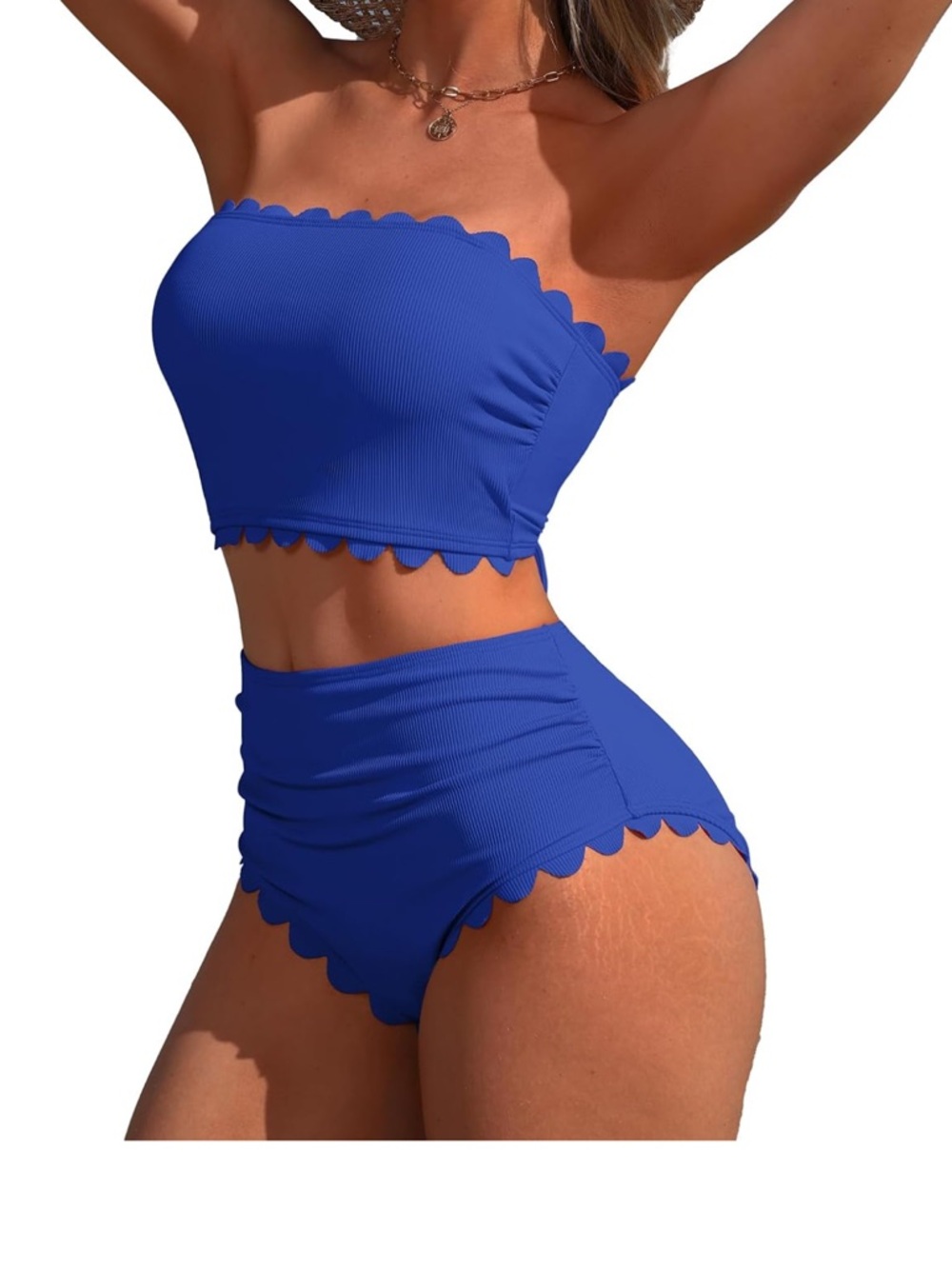Women’s Charmo scalloped blue high waisted bikini size small